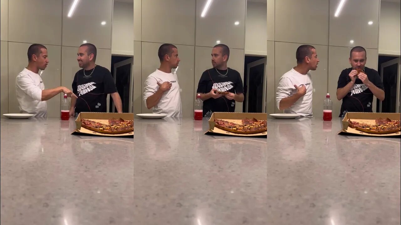 Luke and Sassy Scott doing the Pizza Challenge