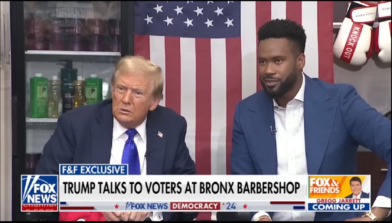 Trump chats with voters in NYC barbershop