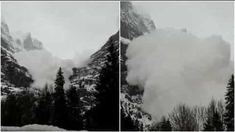 Scary avalanche filmed near Switzerland