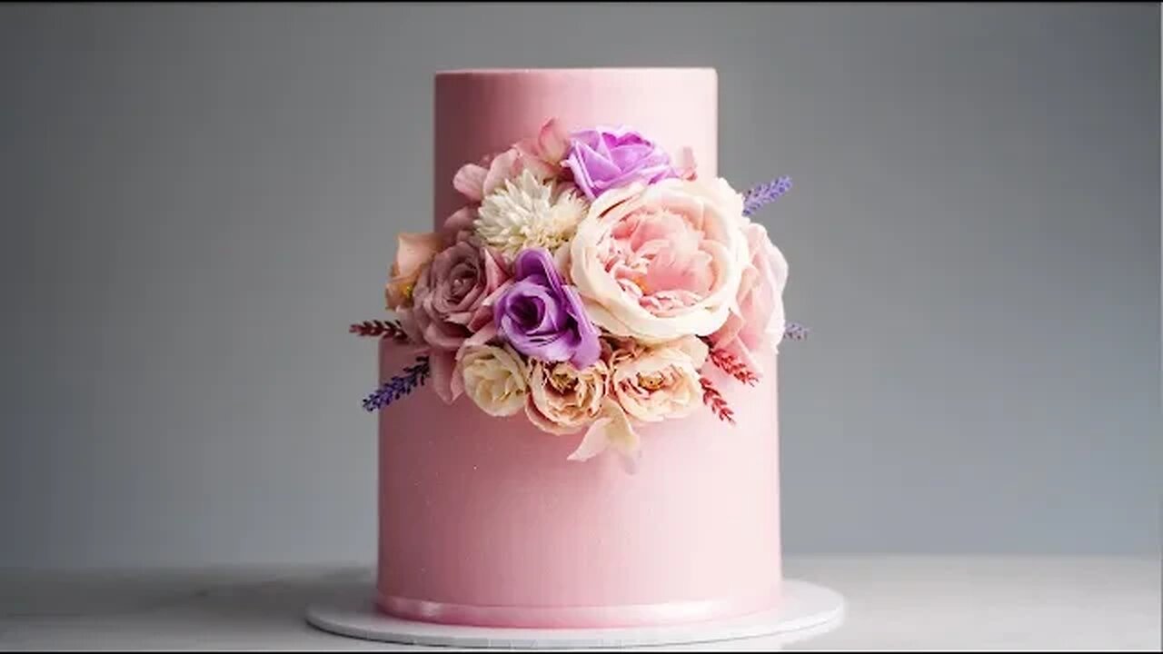 Elegant Loaded Floral Two Tier Cake