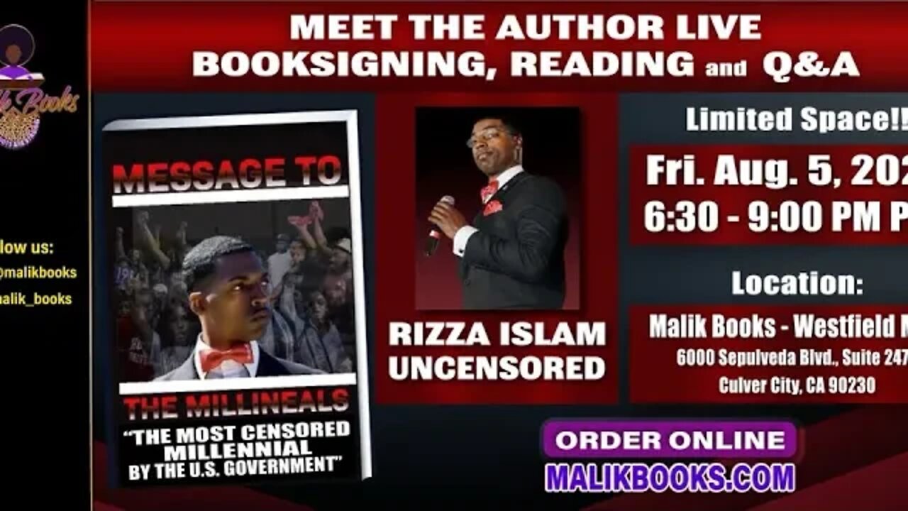 Rizza Islam is heading to Maliks bookstore in L.A! 08/5/22 #RizzaIslam