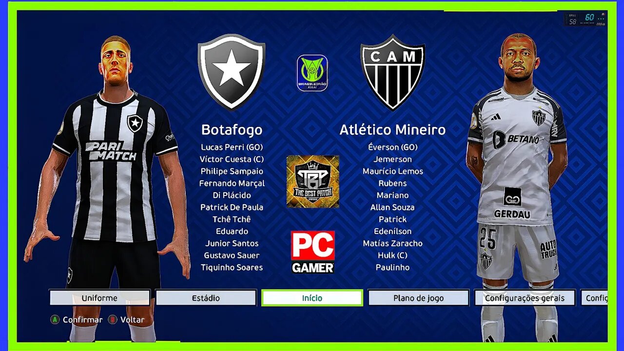 BOTAFOGO X ATLÉTICO MG - PES2021 PATCH THE BEST 9.9.1 BRASILEIRÃO 2023 - QUARTA RODADA