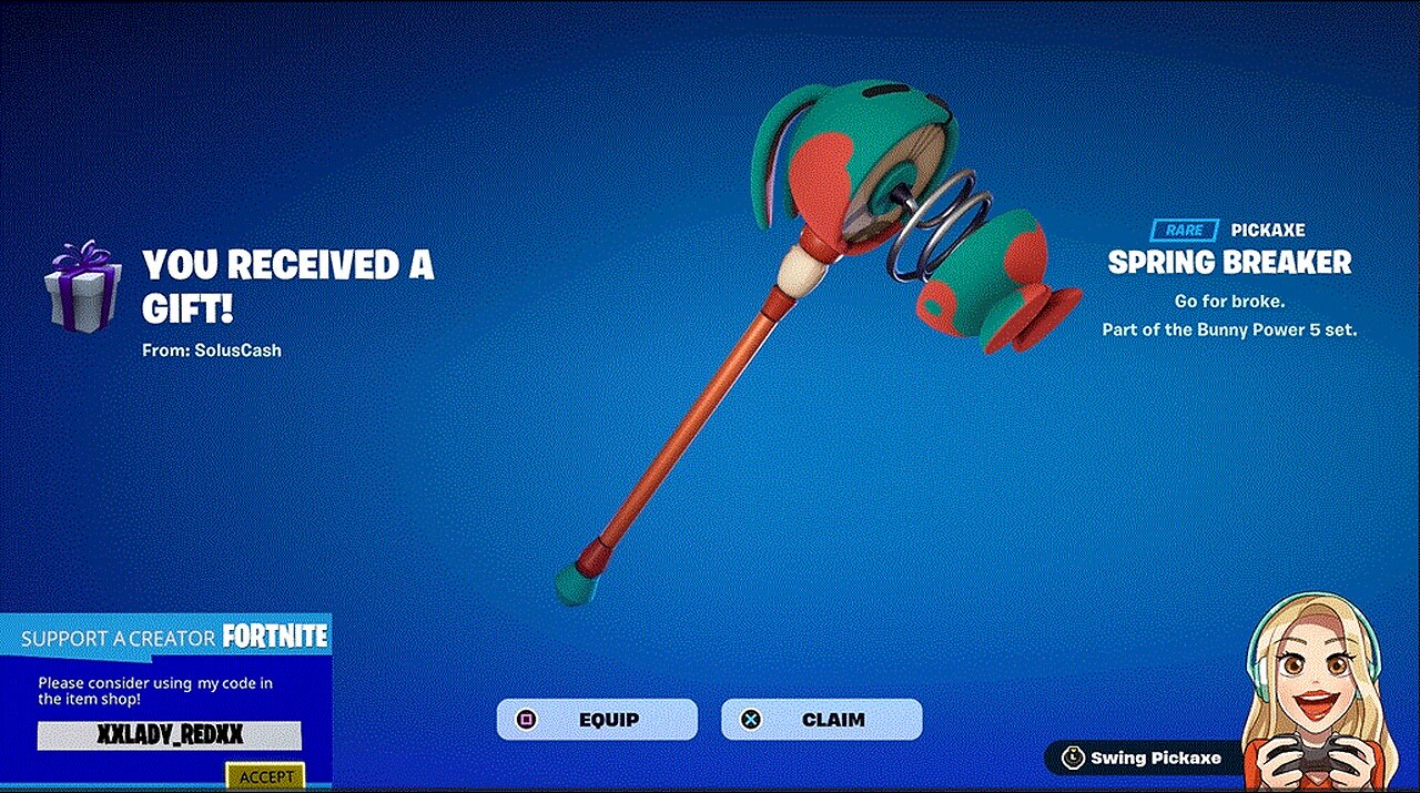 GIFT-Spring Breaker Rare Pickaxe-Fortnite