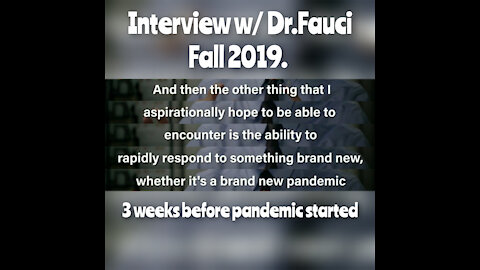 Dr.Fauci in Fall 2019. Making progress in new pandmic