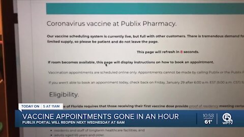 COVID-19 vaccine appointments at Publix fill up quickly Friday morning