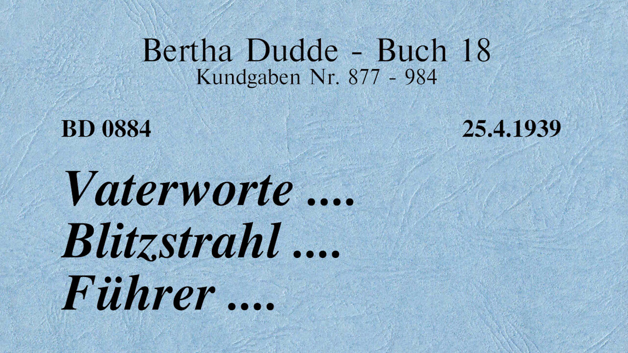 BD 0884 - VATERWORTE .... BLITZSTRAHL .... FÜHRER ....