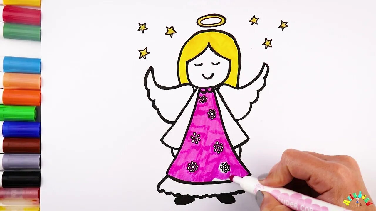 Drawing and Coloring an Angel for Kids & Toddlers | Ariu Land