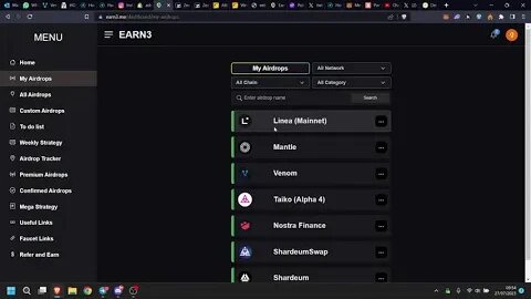 EARN3 AIRDROP HUNTER DASHBOARD / INCREASE YOUR CHANCES 10X FOR AIRDROPS