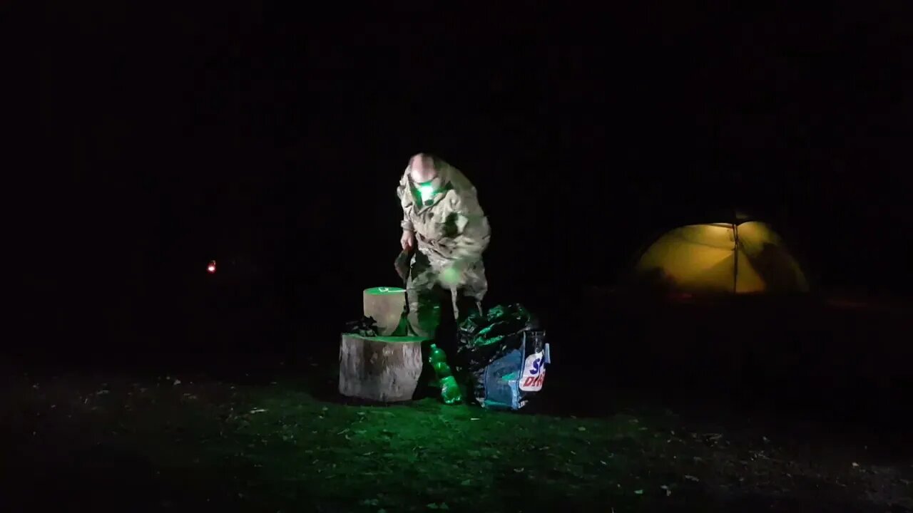 Using the Hultafors trekking axe to process firewood at night 11th Sept 2022 part 6