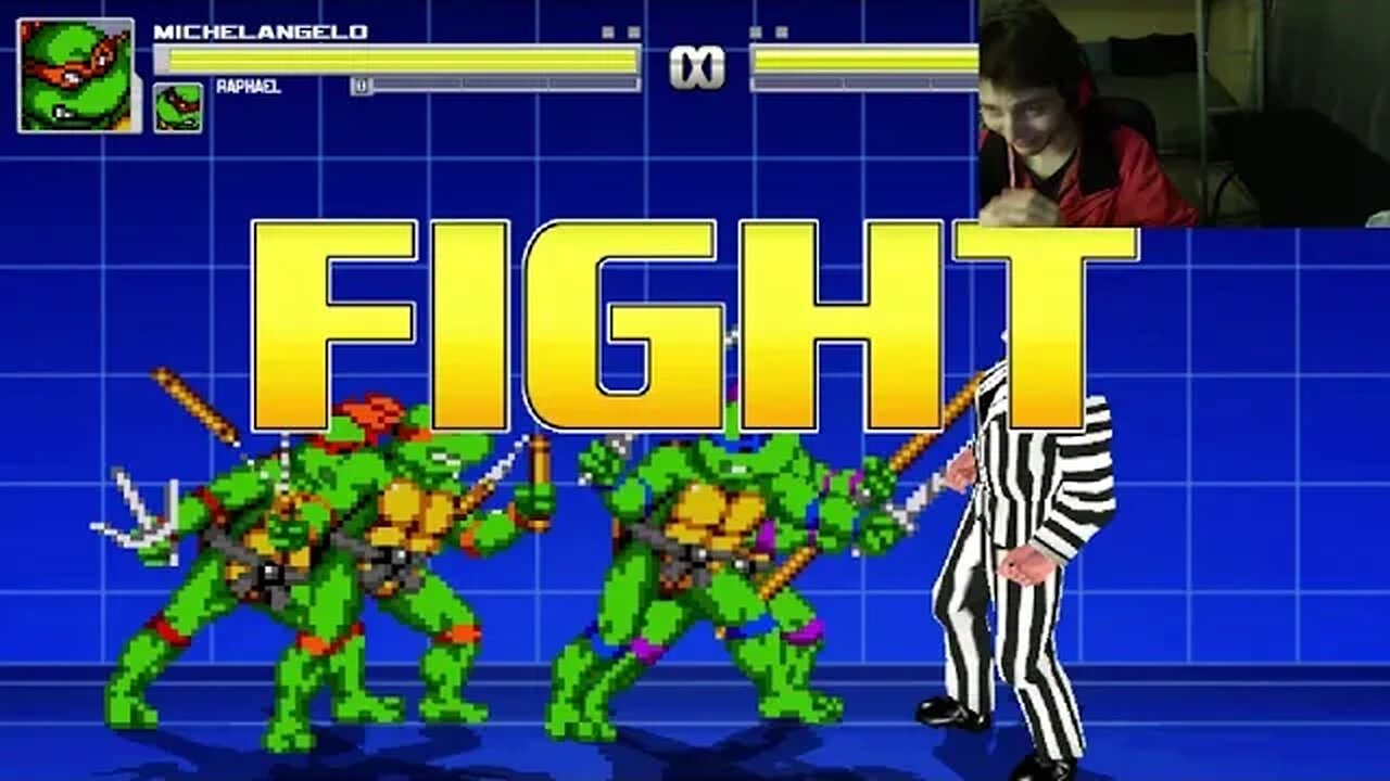 Teenage Mutant Ninja Turtles Characters (Leonardo And Raphael) VS Beetle Juice In A Battle In MUGEN