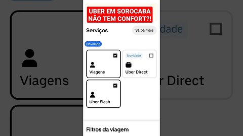 EM SOROCABA UBER NÃO TEM CONFORT