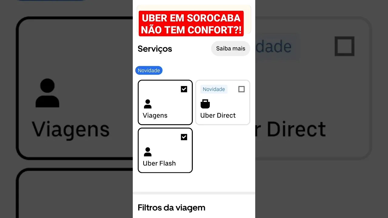 EM SOROCABA UBER NÃO TEM CONFORT