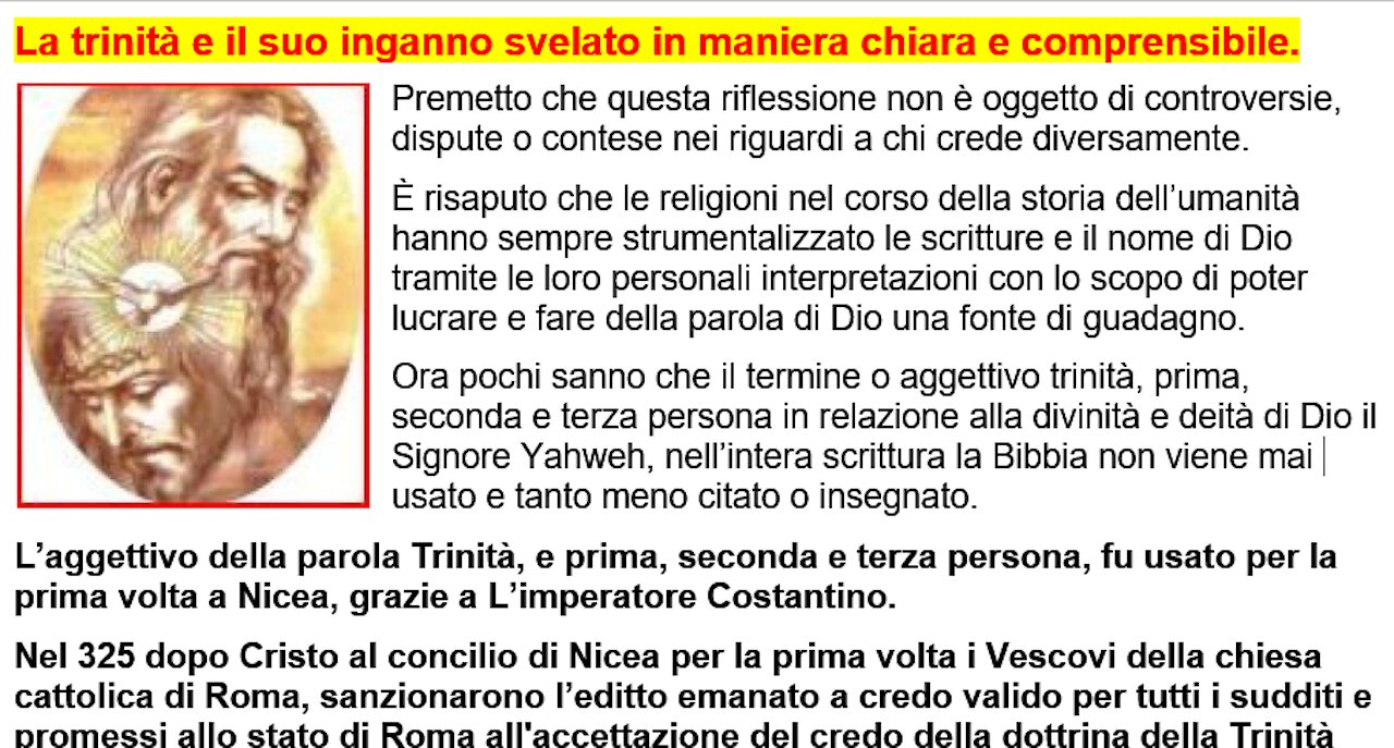 (NEW) La dottrina della Trinità e il suo inganno svelato in maniera chiara è comprensibile.