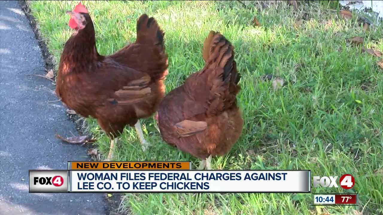 Woman in Fort Myers now filing federal charges against Lee County to keep emotional support chickens