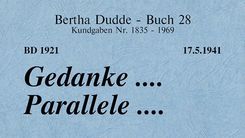 BD 1921 - GEDANKE .... PARALLELE ....
