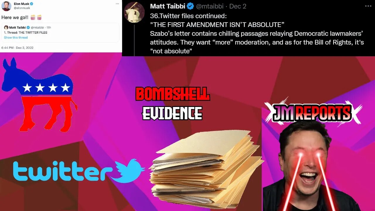 The twitter files RELEASED Elon Musk drops bombshells democrats anti free speech Matt Tabbi on fire