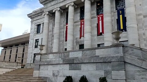 Harvard setting up tents for upcoming event