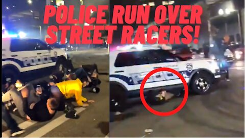 Police Run Over Illegal Street Racers In Tacoma, Washington!