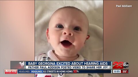 Baby experiences sound for the first time