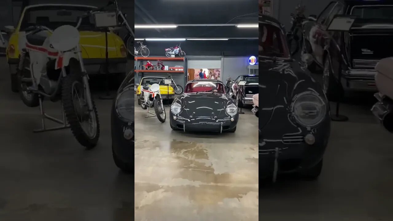 Custom 356 Porsche driving into the museum