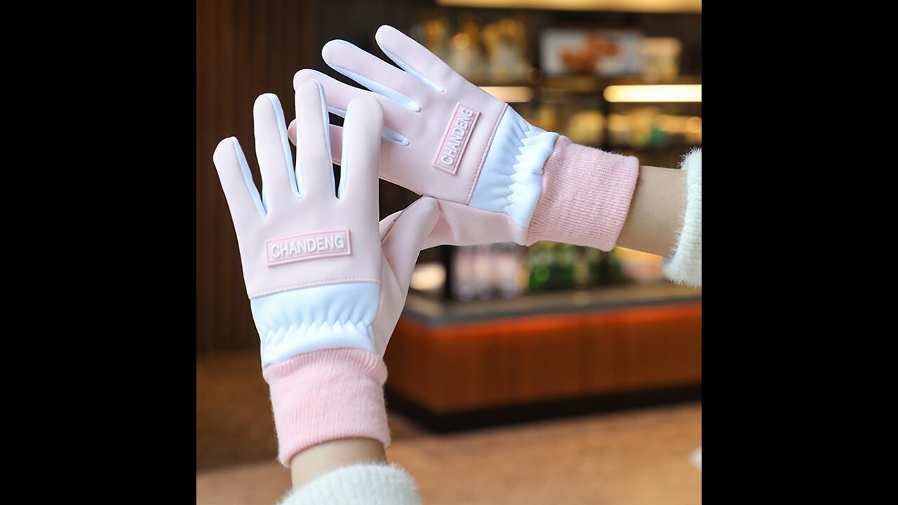 Winter Ski Velvet Warm Gloves Touch Screen Outdoor Riding Waterproof Windproof Gloves for women's