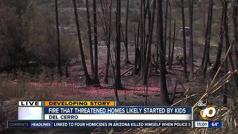 Fire in Del Cerro likely started by kids