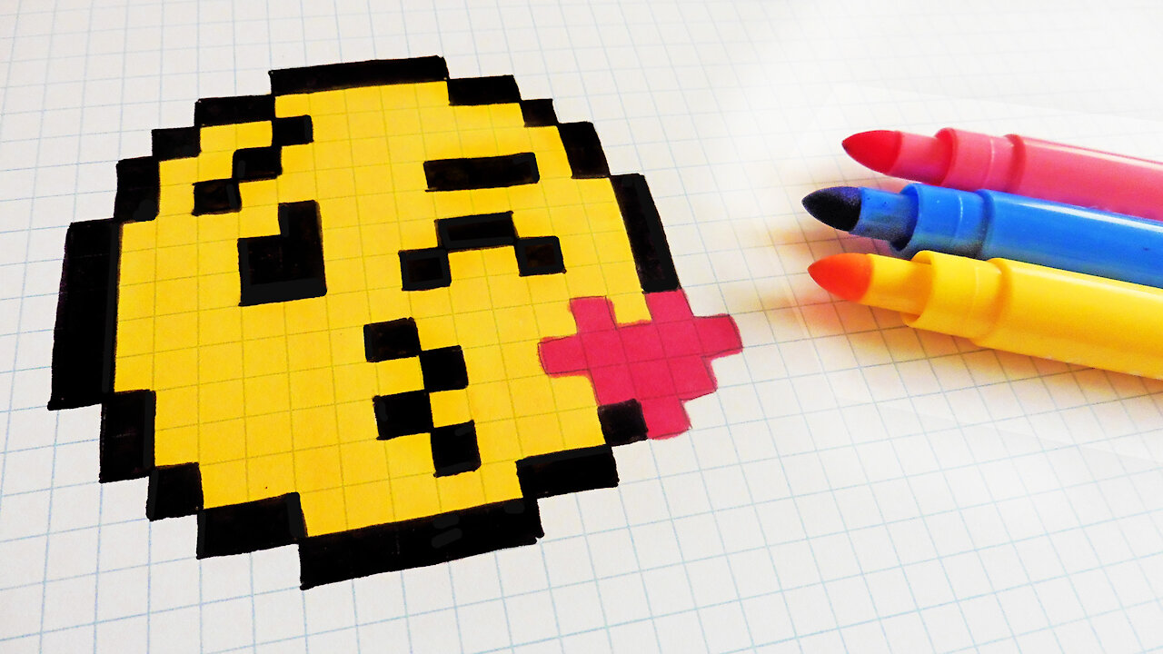 how to Draw Kiss Emoji - Hello Pixel Art by Garbi KW