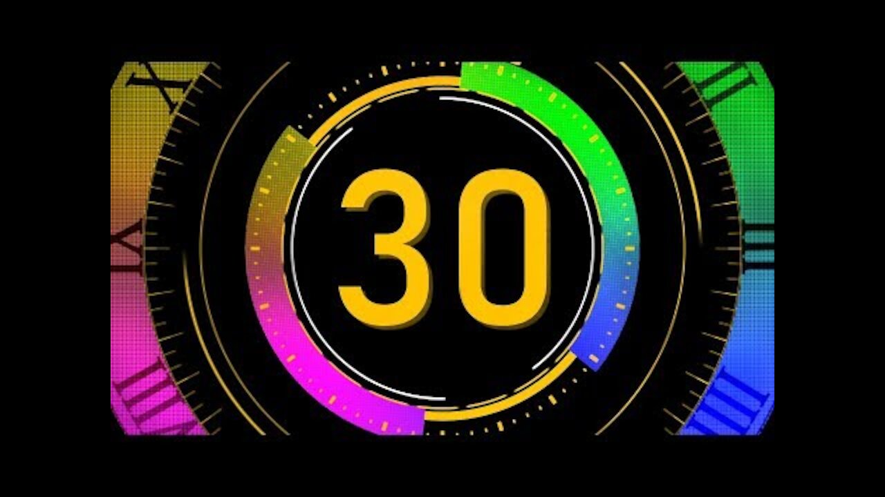 COUNTDOWN TIMER ( v 679 ) 30 sec with sound music effects 4K