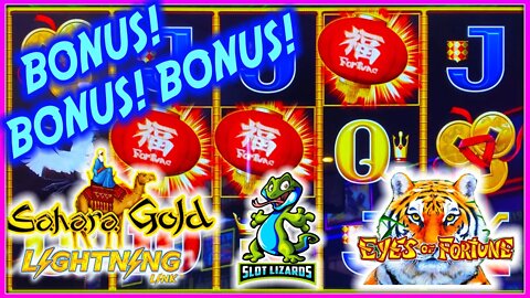 BONUS BONUS BONUS HUGE WINS! Lightning Link Eyes of Fortune VS Sahara Gold Slot HIGHLIGHT