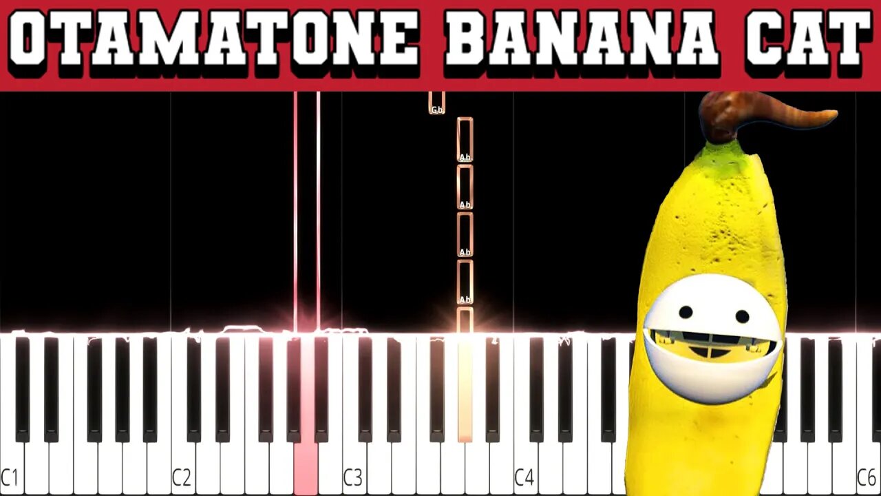 Otamatone Banana Cat (Beginner/Super Easy) Slowed Piano Tutorial (Free Sheet Music + MIDI)