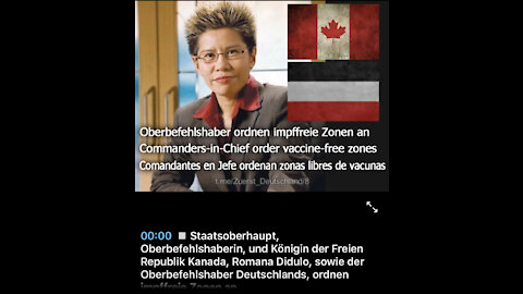 Romana Didulo, sowie der Oberbefehlshaber Deutschlands, ordnen impffreie Zonen an.