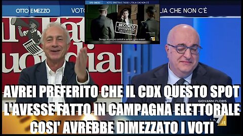 Travaglio in tv sullo spot del governo contro l'evasione fiscale italiana all'estero:sa benissimo che se un evasore seduto in poltrona che accende la televisione e vede lo spot mostrato casca dal divano dalle risate! Si rotola per terra"