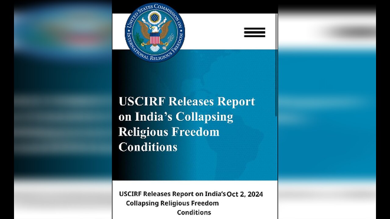 LIVE : 03-10-24 | USCIRF RELEASES REPORT ON INDIA'S COLLAPSING RELIGIOUS FREEDOM CONDITIONS