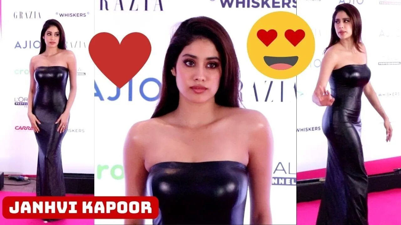 Janhvi Kapoor In Black Leather Tube Gown | Young Fashion Awards 2022