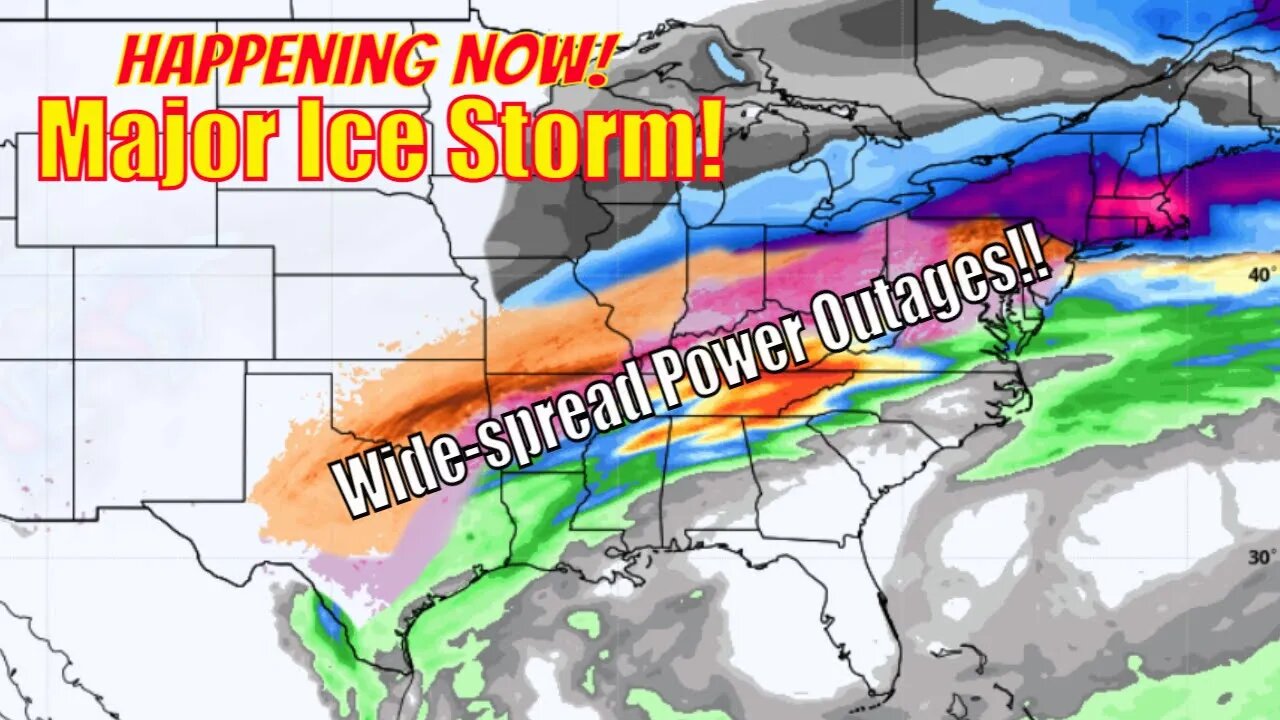 Crippling Ice Storm Bringing Widespread Power Outages & Dangerous Roads - The WeatherMan Plus