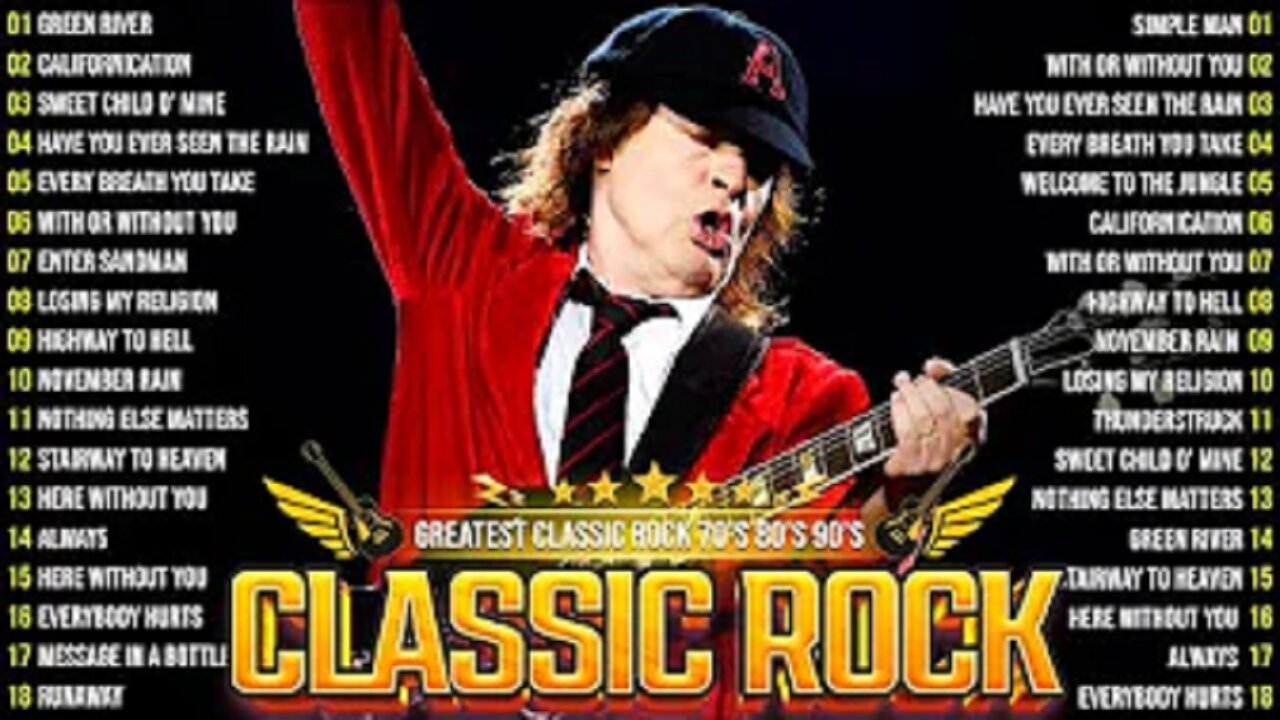 Classic Rock 70s 80s 90s Songs ⚡Queen, Pink Floyd, The Rolling Stones, AC/DC, The Who, Bon Jovi