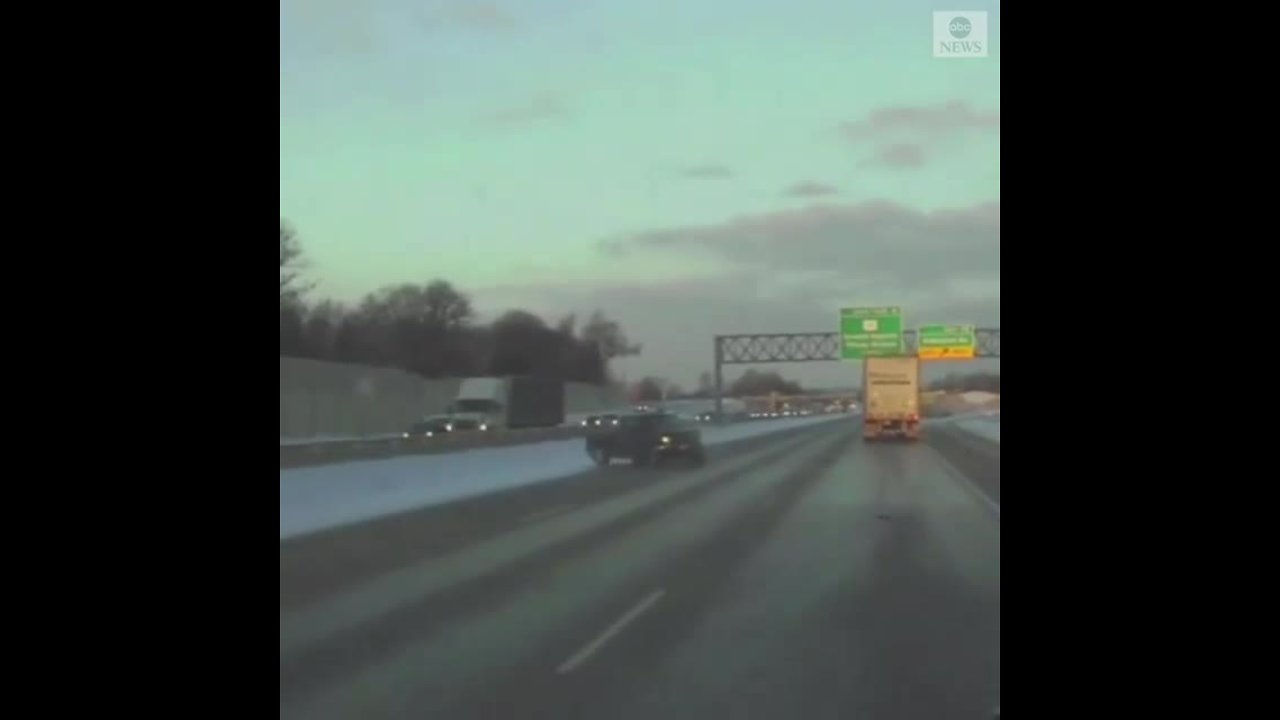 Truck nearly hit by semi on I-94