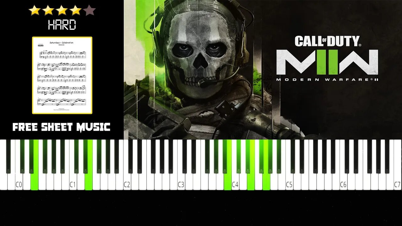 Call of Duty Modern Warfare 2 (Trailer Song) - Saturdays = Celebration - (HARD) Piano Tutorial