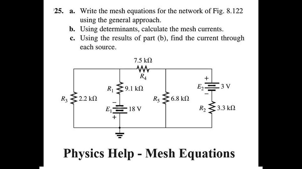 Physics Help: a. Write the mesh equations for the network of Fig. 8.122 using the general approach