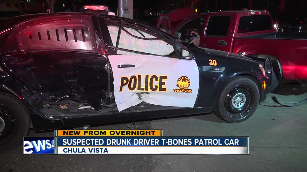 Suspected DUI driver slams into Chula Vista police car