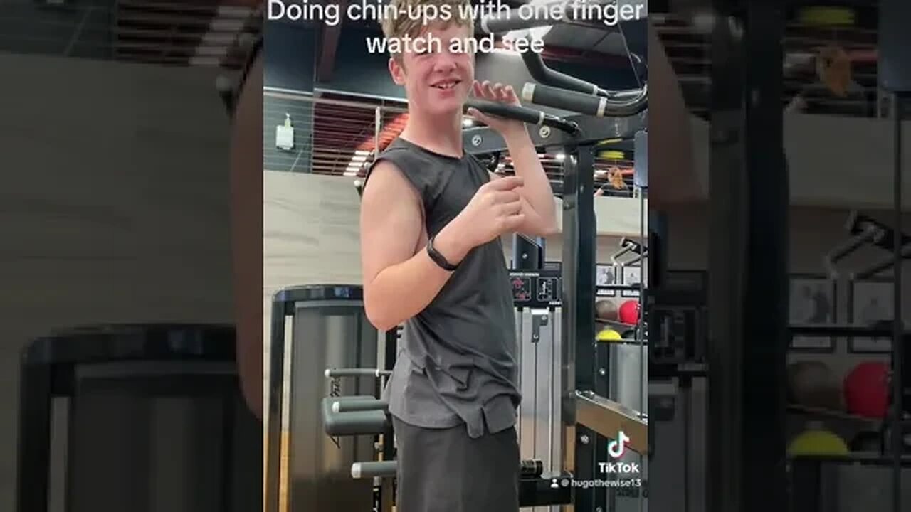 Doing chin-ups with one finger watch and see #gym #fypシ #fypシ゚viral