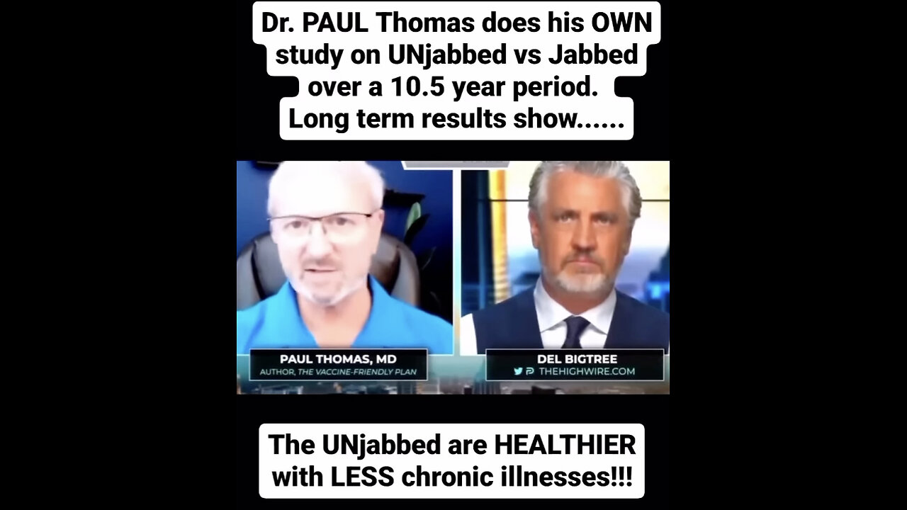 Dr. PAUL Thomas does his OWN study on UNjabbed vs Jabbed over a 10.5 year period. Long term results show...The UNjabbed are HEALTHIER with LESS chronic illnesses!!!