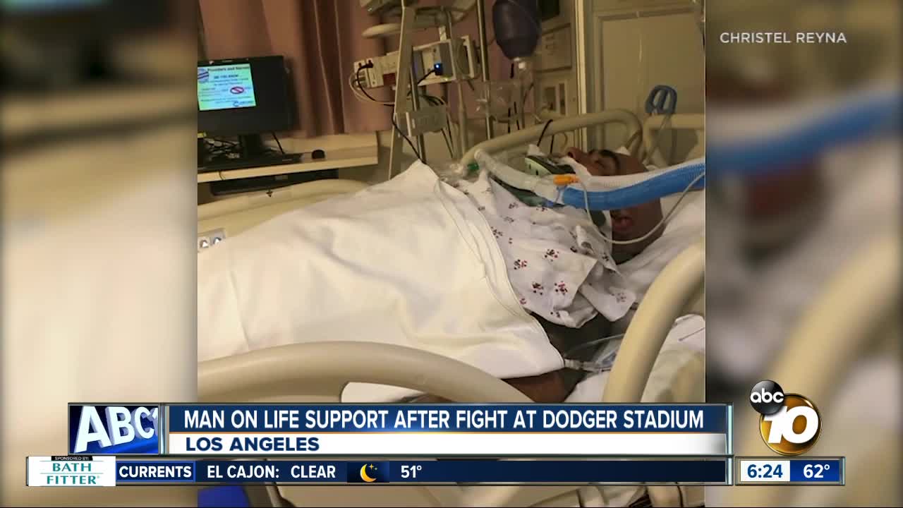 Father fighting for his life after attack at Dodger Stadium