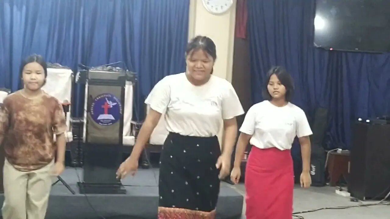 Zotung Christian Fellowship Sunday School Senior Action Song dancing behind video shoot