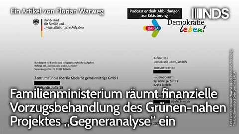 Familienministerium räumt finanzielle Vorzugsbehandlung des Grünen-nahen Projektes Gegneranalyse ein