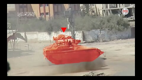 (EN Translated) al-Qassam Brigades (Ha-mas) targeting a tank, July 22, 2024.