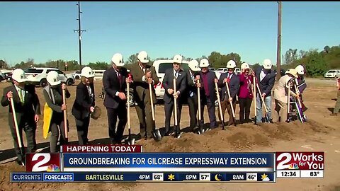 Governor Kevin Stitt and Mayor GT Bynum break ground of Gilcrease Expressway expansion