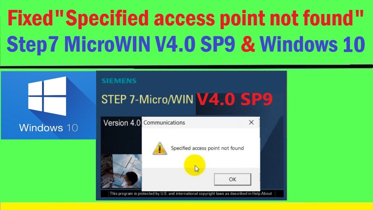 0135 - Fixed specified access point not found on step7 microwin v4.0 sp9 and windows 10 x64