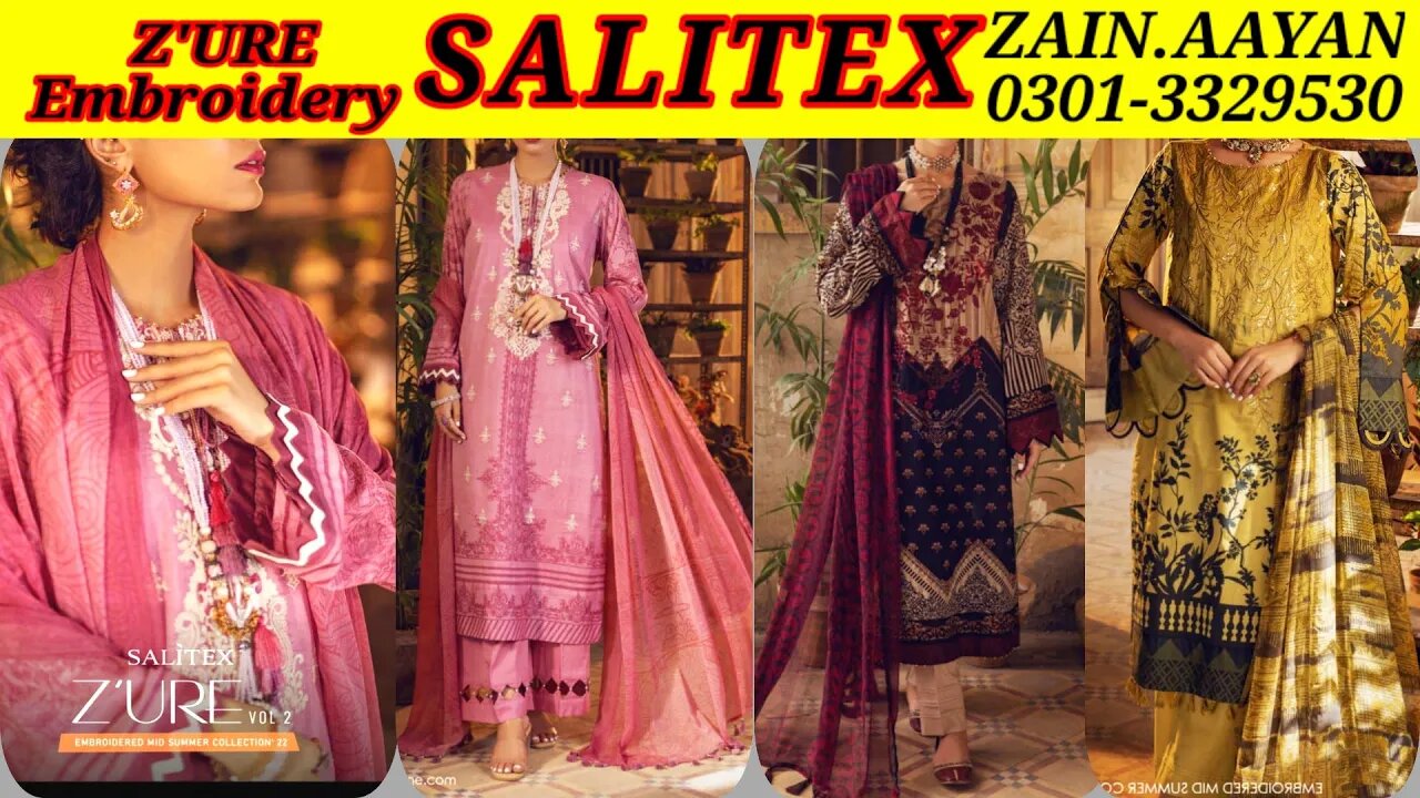 Z'URE || MID SUMMER LAWN || EMBROIDERED & PRINTED || SALITEX || ZAIN.AAYAN COLLECTION ||