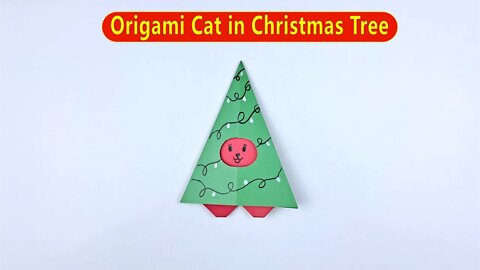 How to Make Origami Cat in Christmas Tree/Easy Origami Christmas